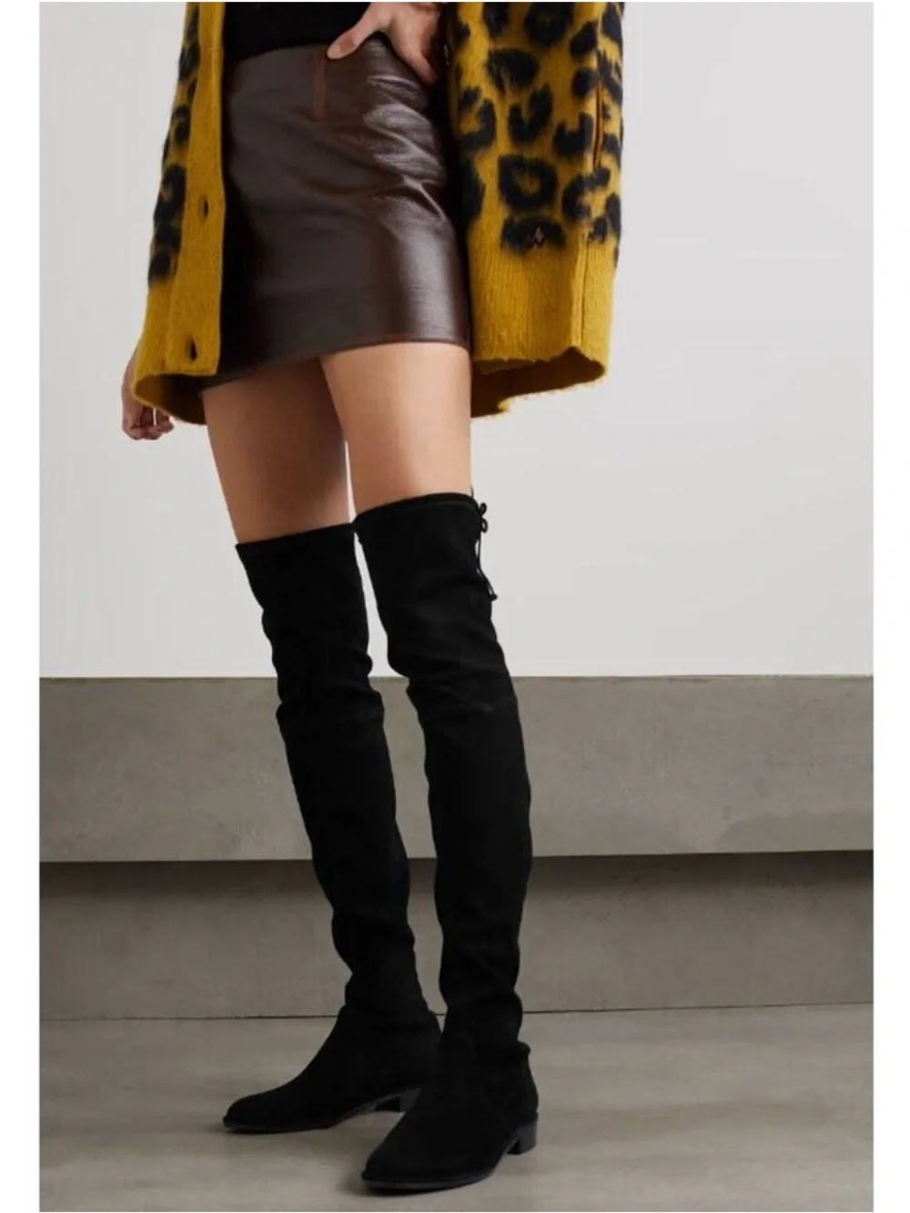 Stuart Weitzman Lowland Black Suede Over The Knee Thigh High Boots 9.5